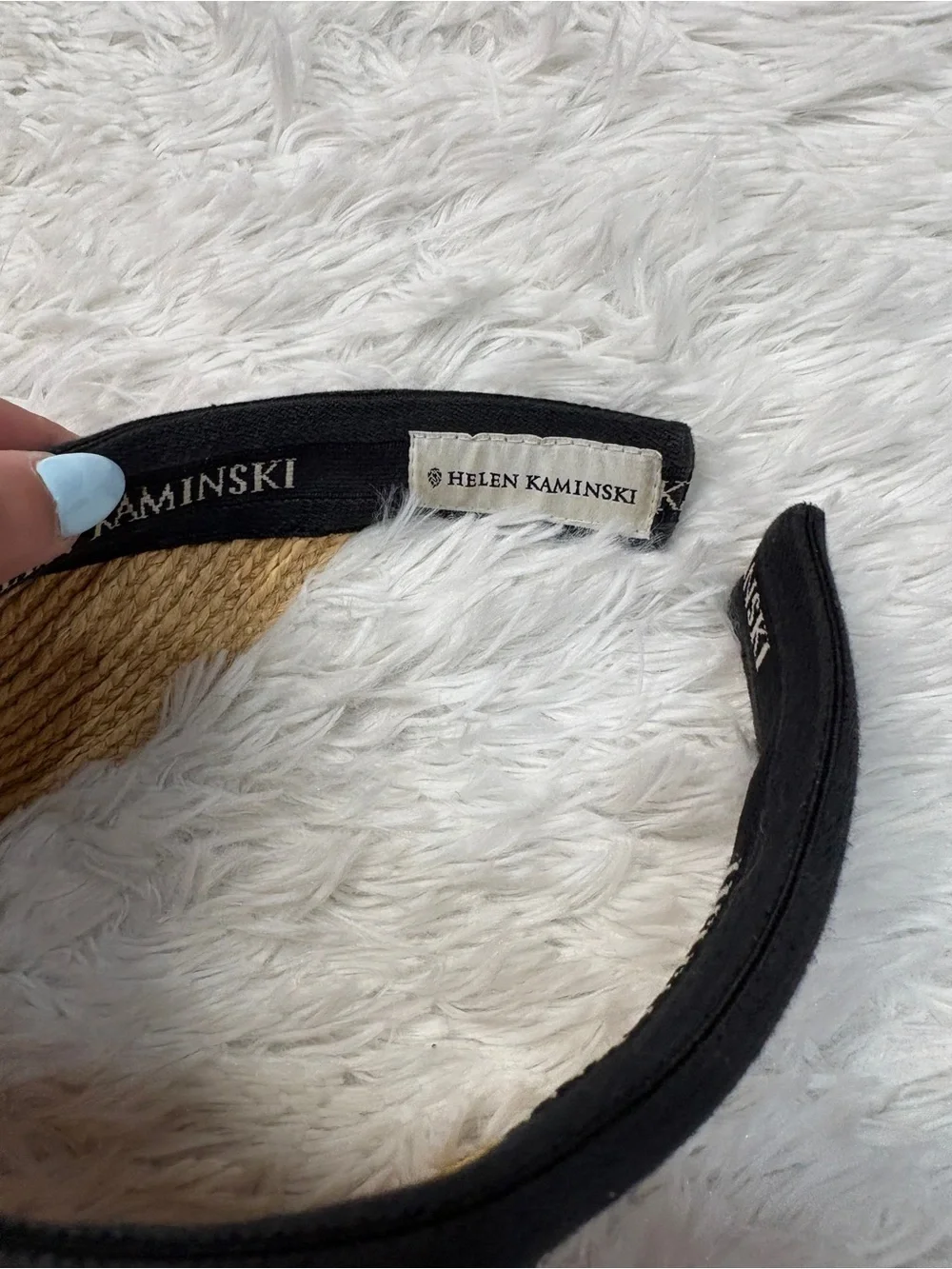 Helen Kaminski Bianca Logo Visor Hat in Natural Black Logo - Picture 5 of 7